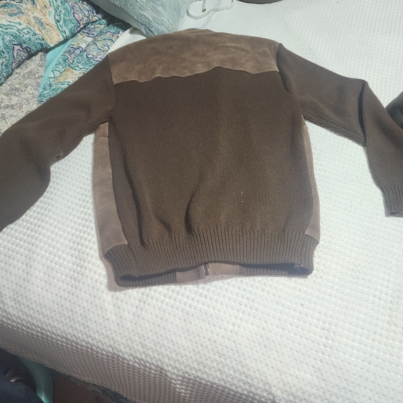 MERVYNS EUC MENS SZ XL MENS COLLECTION COW SPLIT LEATHER SWEATER BOMBER JACKET - Picture 6 of 7